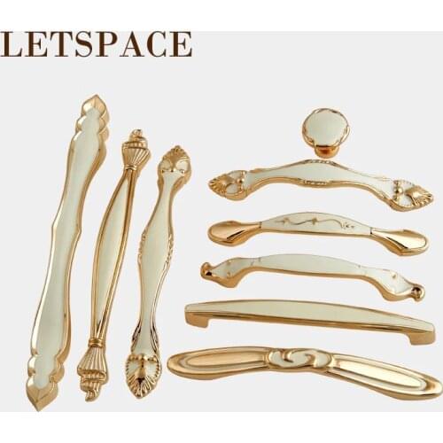 Free shipping 3.8/5" Wardrobe drawer Golden handle European solid Exquisite dresser cabinet door knob Modern furniture pull192mm