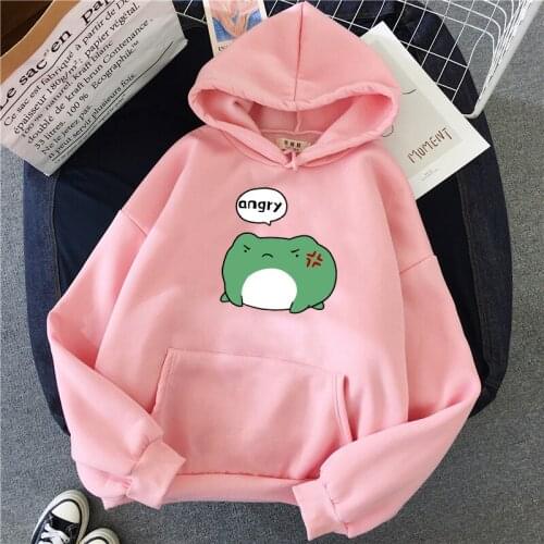 Winter Angry Frog Hoodies Unisex Oversized Sweatshirt Women Cool Fashion Casual Hooded Print Hooded Harajuku Hip Hop Female Tops