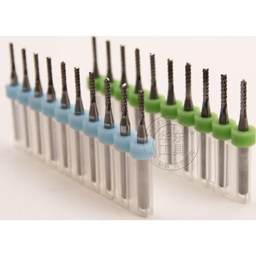 10PCS 0.5,0.8,1.0, 1.2, 1.5, 1.8, 2.0, 2.5,3.0, 3.175 Corn Teeth End Mill Milling Cutter CNC Router Bit Tool PCB Circuit Cutter