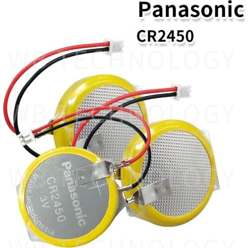100pcs/lot New Genuine Panasonic CR2450 battery with solder pin plug wire bonders CR 2450 3V AFPX-BATT FP-X Series PLC Batteries