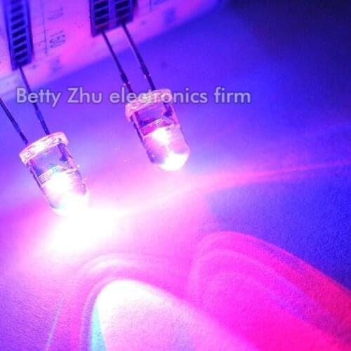 1000PCS/LOT 5MM Round LED light-emitting diode flashes red and blue double flash mutual