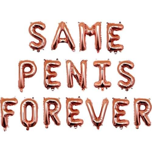 16pcs SAME PENIS FOREVER Letters 16'' Rose Gold Silver Rose Gold Foil Balloons For Bachelorette Hen Party Girls Night Out Decor