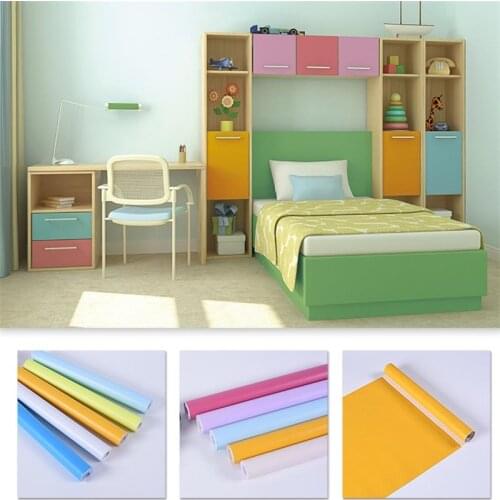 1M/MSolid Col Wallpapers Waterproof Furniture Renovation Home Dormitory Wall Stickers Kindergarten Decoration Pvc Papel De Pared