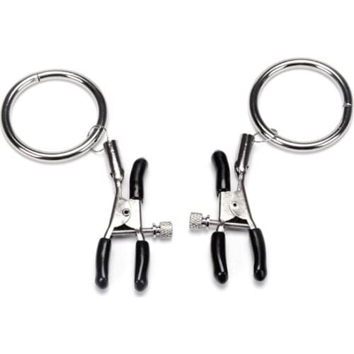 2pcs Metal Nipple Breast Clip with Ring Clamps BDSM Adult Game Sex Slave Toys for Women Couples