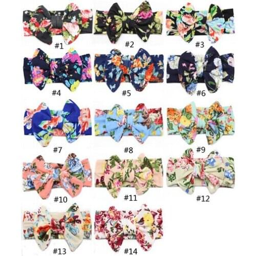 2016 New Cotton Elastic Newborn Baby Girl Headband Flower Hair Band Children Big Bows Headband Baby Turban Bohemian bandeau bebe