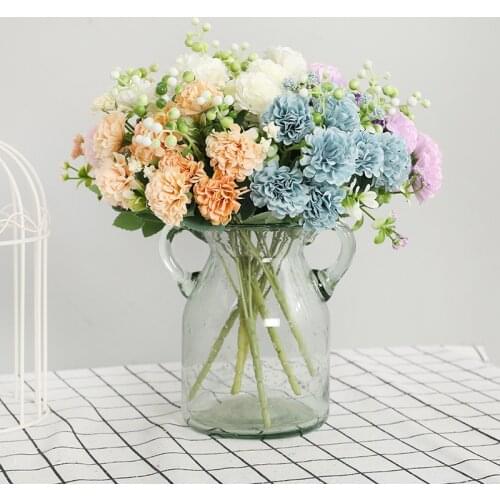 5 fork 10 head Daisies Silk Artificial Flower Hydrangea Wedding Holding Simulation Bouquet Wedding Home Party Decoration Flowers