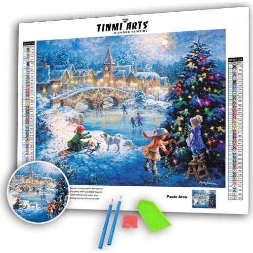 5D Diamond Painting Canvas Folk Art Christmas Full Round Drill DIY Mosaic Cross Stitch Pattern Handmade Embroidery Decor