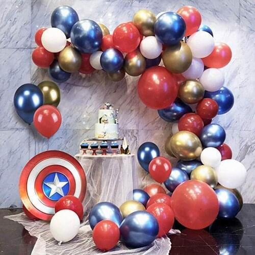 85pcs Super Hero Balloons Garland Arch Kit Red Blue Gold White Balloons WeddingBirthday Party Decorations Baby Shower Globos