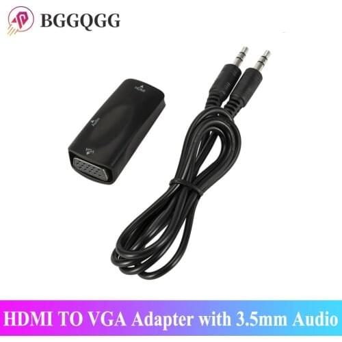 HD 1080P Female To Female HDMI TO VGA Adapter with 3.5mm Audio HDMI To VGA Video Converter Gold-Plated Active for Laptop PC Xbox