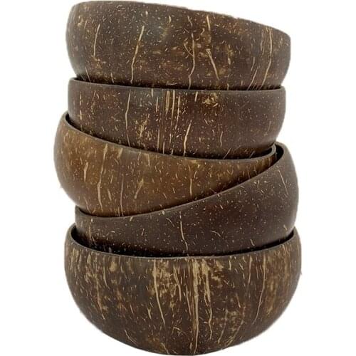 Natural coconut bowl set handmade coconut shell tableware wood spoon dessert fruit salad mixing bowl rice Ramen bowl