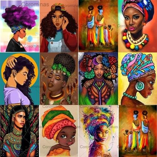 3D Diy Diamond Painting Complete Full Round Square Drill Brown Skin Girl Diamond Embroidery Rhinestone Picture Mosaic Home Decor