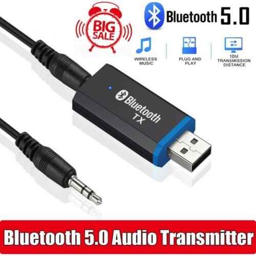 USB Bluetooth 5.0 Audio Receiver Transmitter For TV PC Driver-Free USB Dongle 3.5MM 3.5 AUX Wireless Adapter
