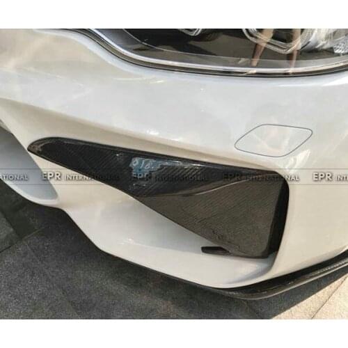 Car-styling For BMW F87 M2 Carbon Fiber ST-Style Front Bumper Add On (For Real M2) Glossy Fibre Air Duct Trim Auto Vent Body Kit