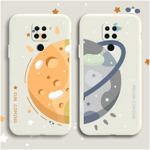 Shining Moon Phone Case For Xiaomi Redmi 9 9A Note 9 9T 8 7 Pro K40 K30 K20 Liquid Silicone Cover
