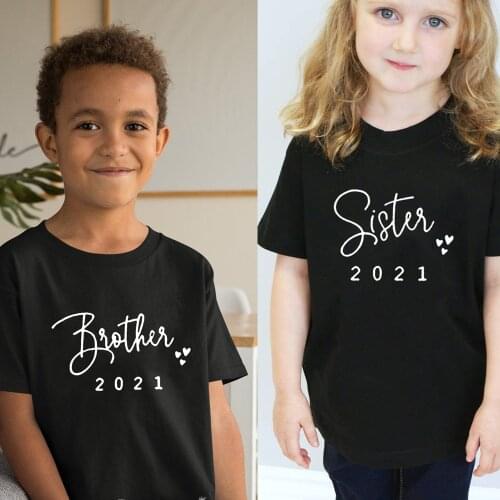 Kids Tshirt Summer Fashion Children Tshirt Short Sleeve T Shirt Tops Promoted To Big Sister/brother 2021 Letter Print Kids Cloth