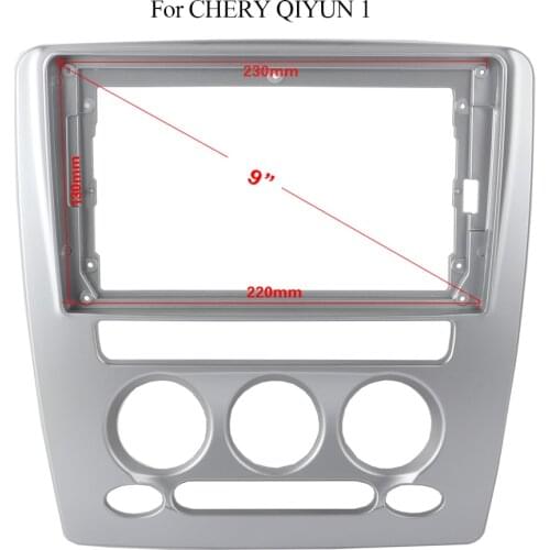 Double Din Silver ABS Trim Fascia Frame For CHERY QIYUN 1 Refit Car Android Radio Navigation DVD Mounting Dashboard New
