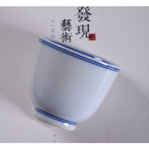 Hand-drawn Blue and White Double - burnt Teacups Handmade Elegant Tea Set