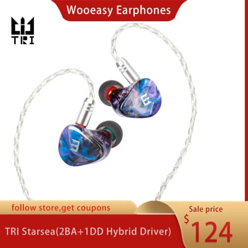 TRI Starsea 2BA+1DD Dynamic Driver Unit HIFI In Ear Earphone Monitor Sport Headphone Noise Cancelling Earbuds TRI I3 Starlight