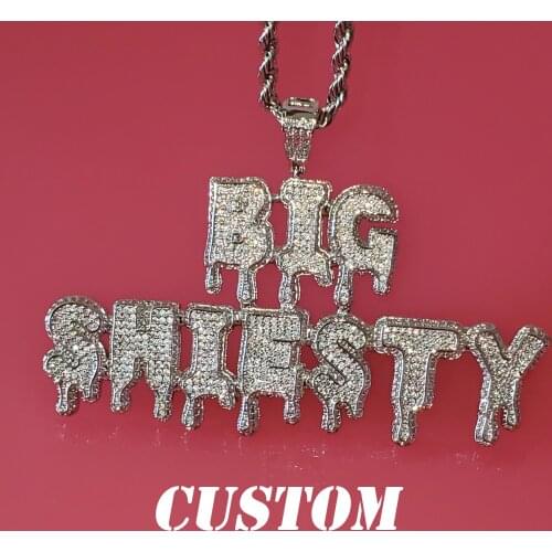 CUSTOM Name Jewelry Icy Diamond Drip Letters Chain Pendant Necklaces For Men Hip Hop Accessories With Tennis Chain Gift for Her