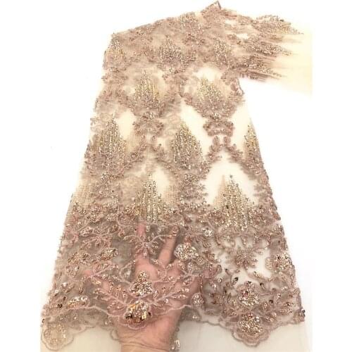 Exquisite sequin pattern with fashionable bead embroidery, African lace fabric, suitable for ladies dress design fabric