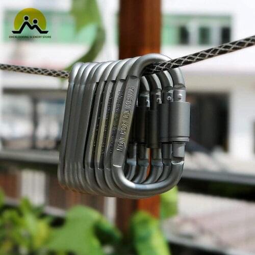 Carabiner Keychain, No. 8 D-type Aluminum Alloy Bold Long Nut Carabiner Buckle, With Screw Lock for Camping and Fishing
