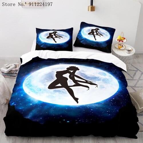 Moonlight Girl Printing Comforter Bedding Set Japan Anime Duvet Cover Set Kids Adult Quilt Cover Set Luxury Microfiber Bedspread
