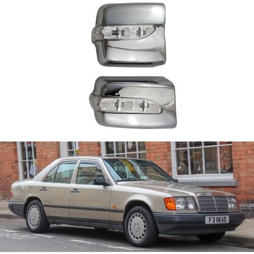 For Mercedes-Benz W124 1984-1996 High-quality 2PCS ABS Chrome plateddoor Rearview door mirror covers with Led Car accessories