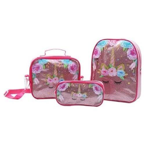 Hot Sale Unicorn Frozen Elsa Kids Cartoon Schoolbags For Girls Boys Cute Kids Backpacks Children School bag 3 Piece Set