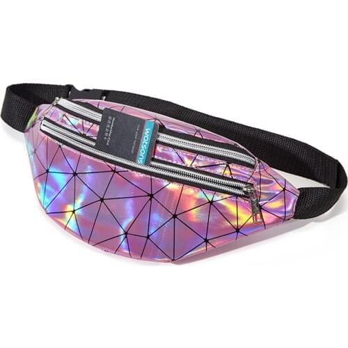 Womens Chest Bags PU Leather Geometry Laser Trend Crossbody Shoulder Messenger Bag Ladies Handbags Phone Fanny Packs Waist Bags