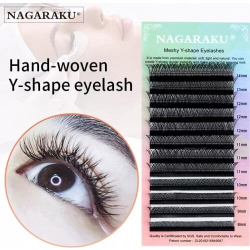 NAGARAKU YY Mesh Lash Y shape eyelashes extension premium mink soft light natural 4D makeup cross bloom false eyelash
