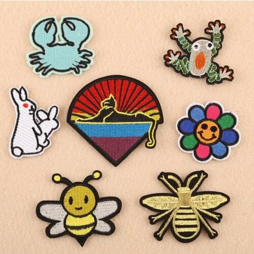 New Cute Animal Patch Cartoon Crab Frog Embroidery Cloth Stickers DIY Clothing Luggage Decoration Accessories