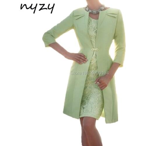NYZY M119 Mint Green Wedding Party Dresses Mother Elegant 2 Piece Church Suits with Jacket Godmother Gown Mother of the Bride