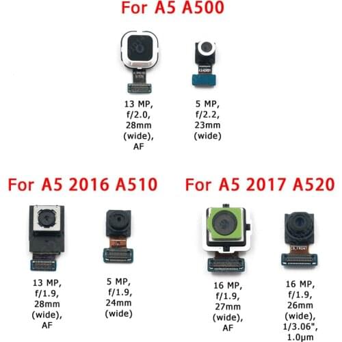 Original Front Rear Back Camera For Samsung Galaxy A5 2016 2017 A500 A510 A520 Main Facing Camera Module Flex Replacement Parts