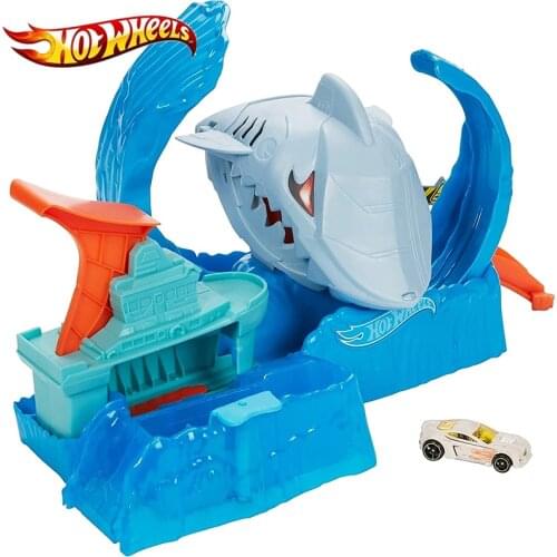 Original Hot Wheels Brand Kids Toy Robo Shark Frenzy Play Set Children Friendship Improve Car Track Building Sport Match GJL12