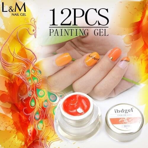 Perfect Package 12 Pcs Set Brand Painting Gel Soak Off Jar Full Dense Thick Solid Paint Super Gel Varnishes