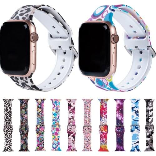 Sport Silicone Watchband for Apple Watch 40mm 44mm 42mm 38mm Colorful Painting Band Strap Bracelet for iwatch Series 5 4 3 2 1