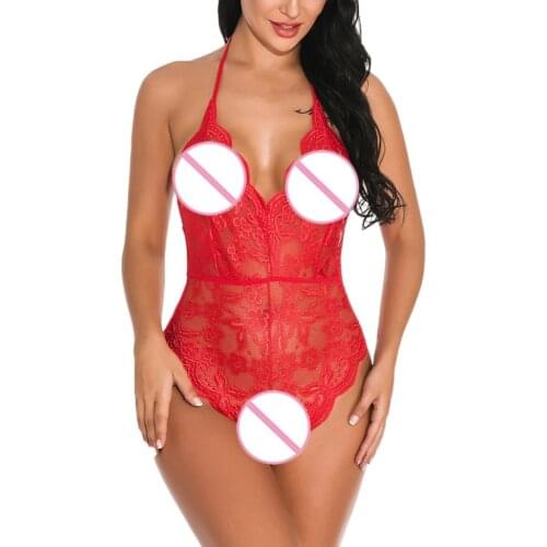 Transparente bodysuit women New Sexy Women solid color Lace Bodysuit Sexy Teddy Lingerie Jumpsuit Backless Underwear ropa mujer