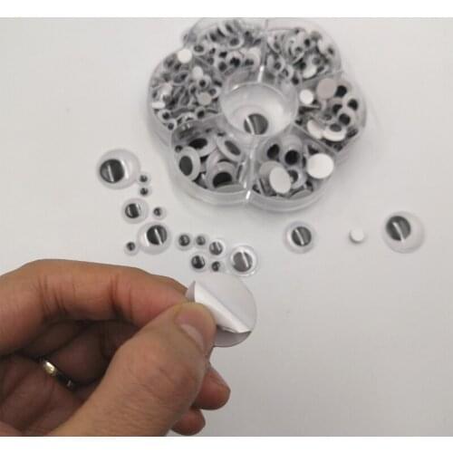 Self Adhesive Googly Wiggly Eyes 6/8/10/12/15mm Mixed for Toys Dolls DIY Accessory Eyeball for Scrapbook