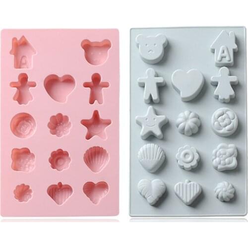 14 Holes Happy Love Boys and Girls Silicone Fudge Cake Mold Chocolate Ice Tray Epoxy Mold Cake Decoration Baking Tools