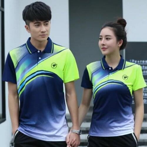 Sports Brand Quick Dry Breathable Badminton Shirt,Women Men Table Tennis Team Running Fitness Exercise Training Polo T Shirts