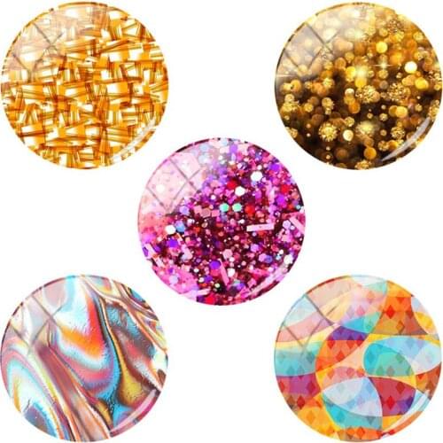 TAFREE Mixed Sparkle Glitter Artwork 12/15/16/18/20/25 mm Glass Beads Cabochon Dome Cover Pendant DIY Accessories CX01