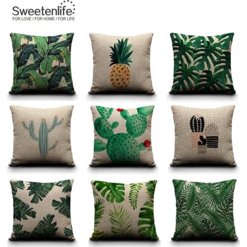 Sweetenlife Cushion Cover 50*50 Pillowcases Decorative Pillows Tropical Plants Throw Pillows Green Wholesale Cushions Home Decor