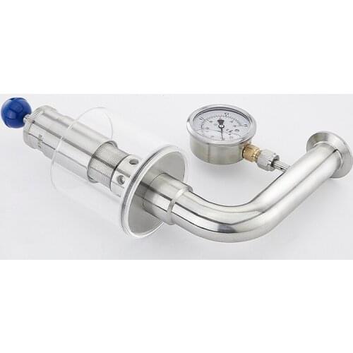 1.5" Tri Clamp 0.2-2.2 Bar Adjustable Pressure Relief Safety Valve Sanitary With 0.4Mpa Pressure Gauge SS304
