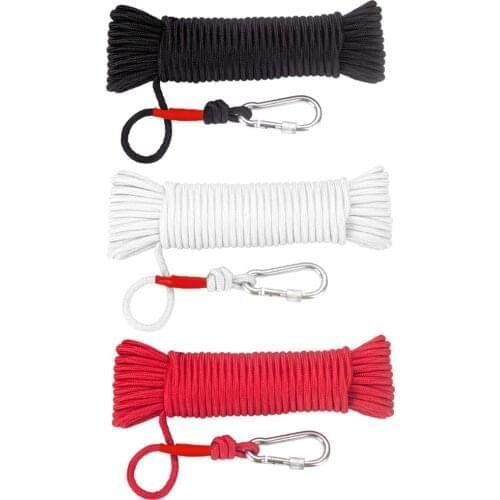 Emergency Escape Rope With Climbing Buckle Magnet Fishing Rope Nylon Rescue Safety Rope Length 20 m Diameter 8 mm