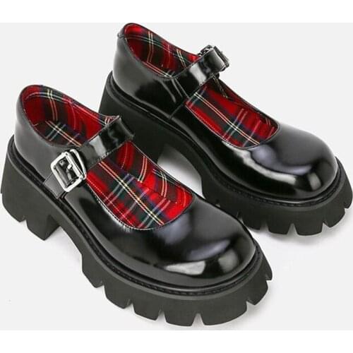 Woman‘s Pumps New Spring Mary Janes Genuine Leather Buckle Strap Platform Thick Heels Round Toe Retro Dress Party Casual Shoes