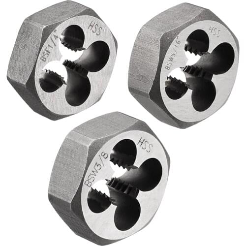 Uxcell Hexagon Threading Die BSF Screw Die Tool HSS for Repairing Threads in Stripped Holes or Bolts to form or cut a Male