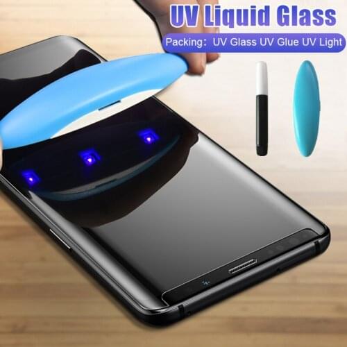 UV Liquid Glue Tempered Glass For Samsung Galaxy S20 Plus S10 S9 S8 S10E 5G Clear UV Glass For Samsung Note 10 Plus S20 Ultra