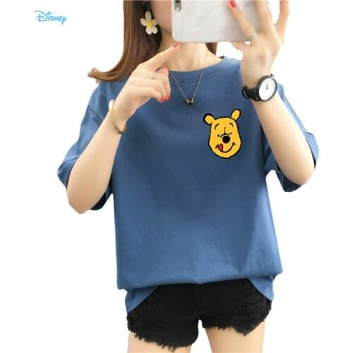 Ladies Disney Cartoon Winnie the Pooh T Shirt Oversize Short Sleeve 100% Cotton T Shirt for Girls Streetwear S-3XL Oversize Tops