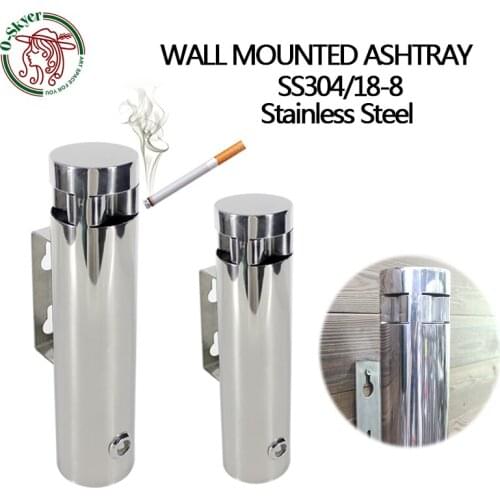 O-SKYER Outdoor Wall Ashtray Stainless Steel 304 Wall Mounted Cigarette Ash Bin Public Ashtray for Storage Cigarette Ash Butts