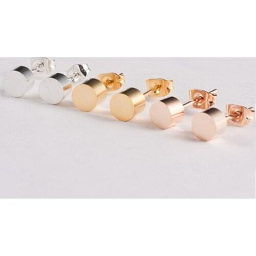 30pairs Rose Gold Color Minimalism Cylindrical Stud Earrings For Women Bff Jewelry Brincos 2017 Boucle D'oreille Femme